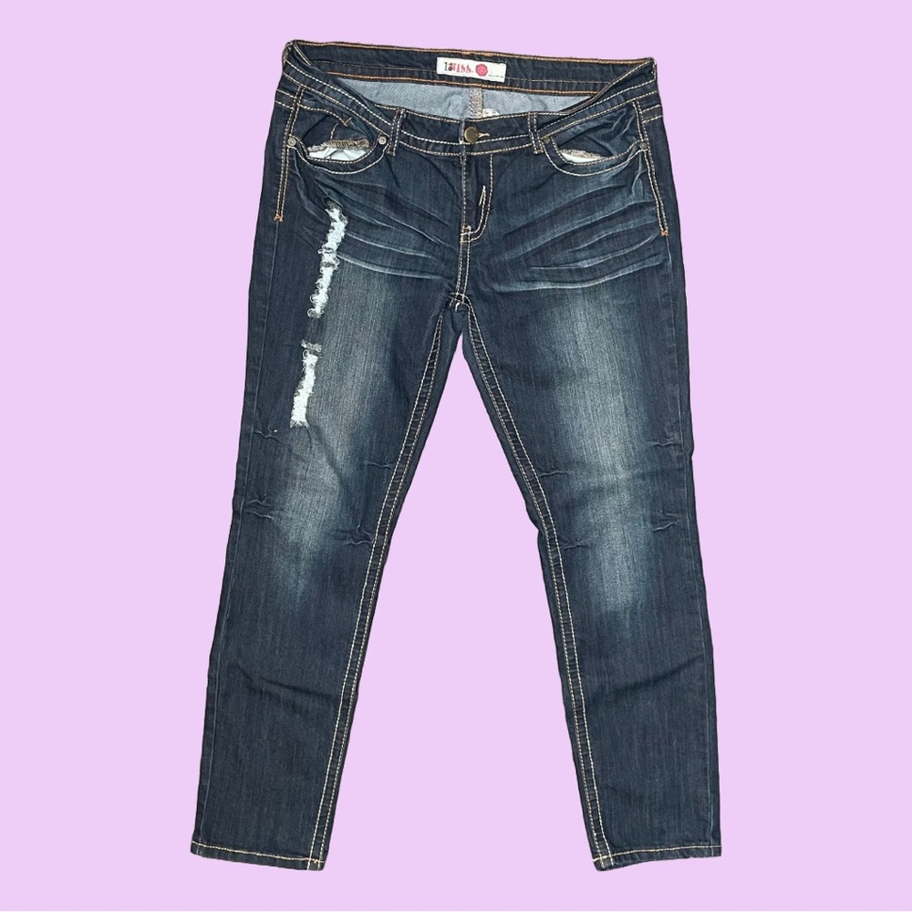 1st Kiss Blue Skinny Jeans Distressed Vintage-Inspired